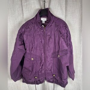 NOUVEAU MONDE SPORT Coat Jacket Purple Size Medium 100% Silk Vintage NWT